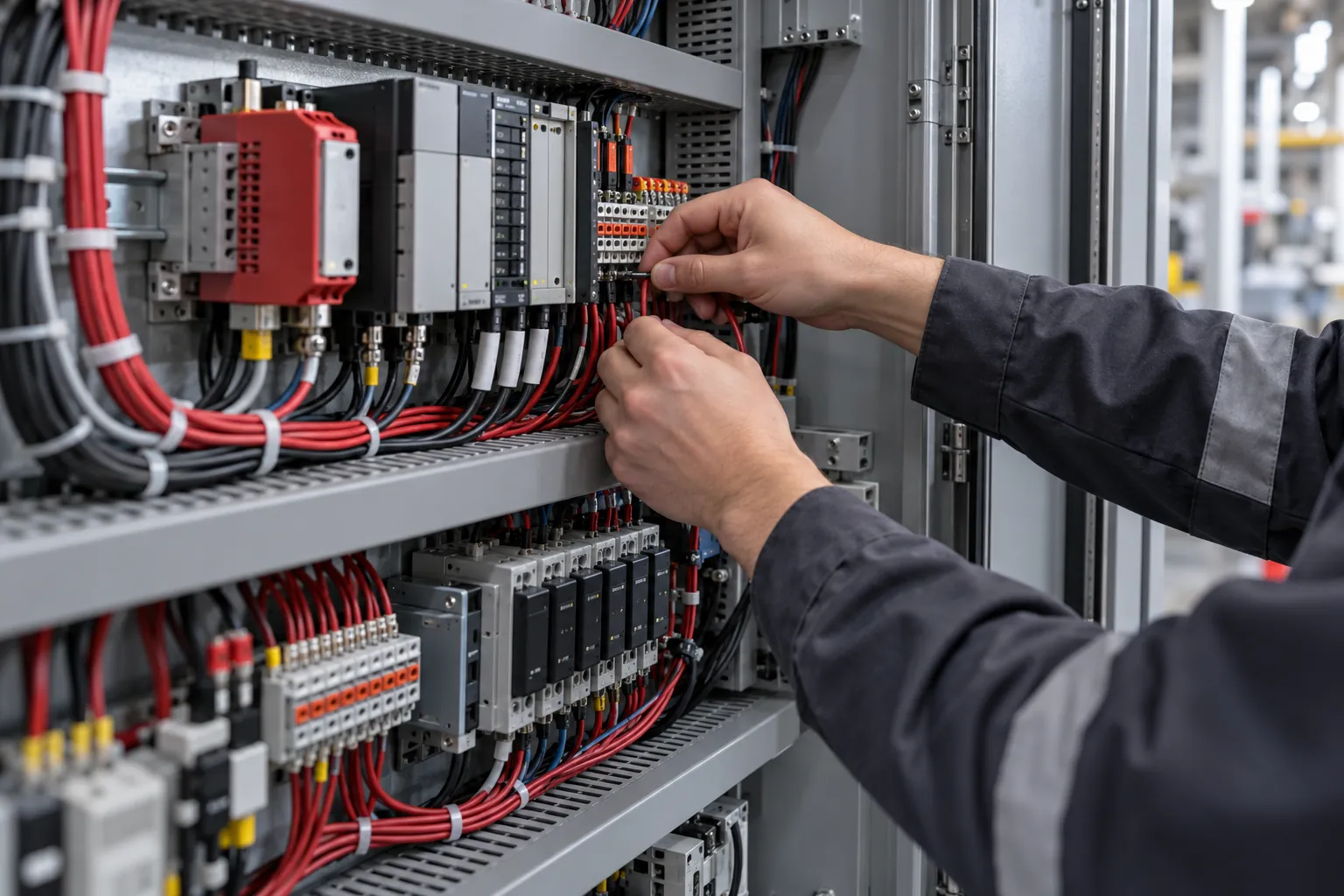 Installing and connecting equipment in an automation cabinet